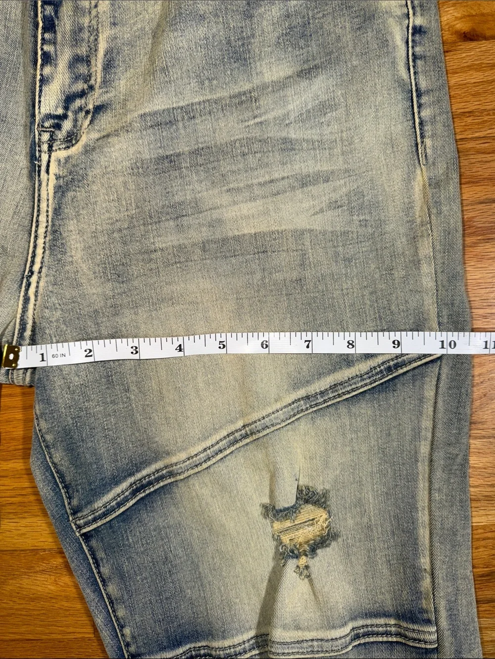 Fashion Nova Block List Distressed High Rise Bootcut Stacked Jeans Vintage Wash - Picture 8 of 11